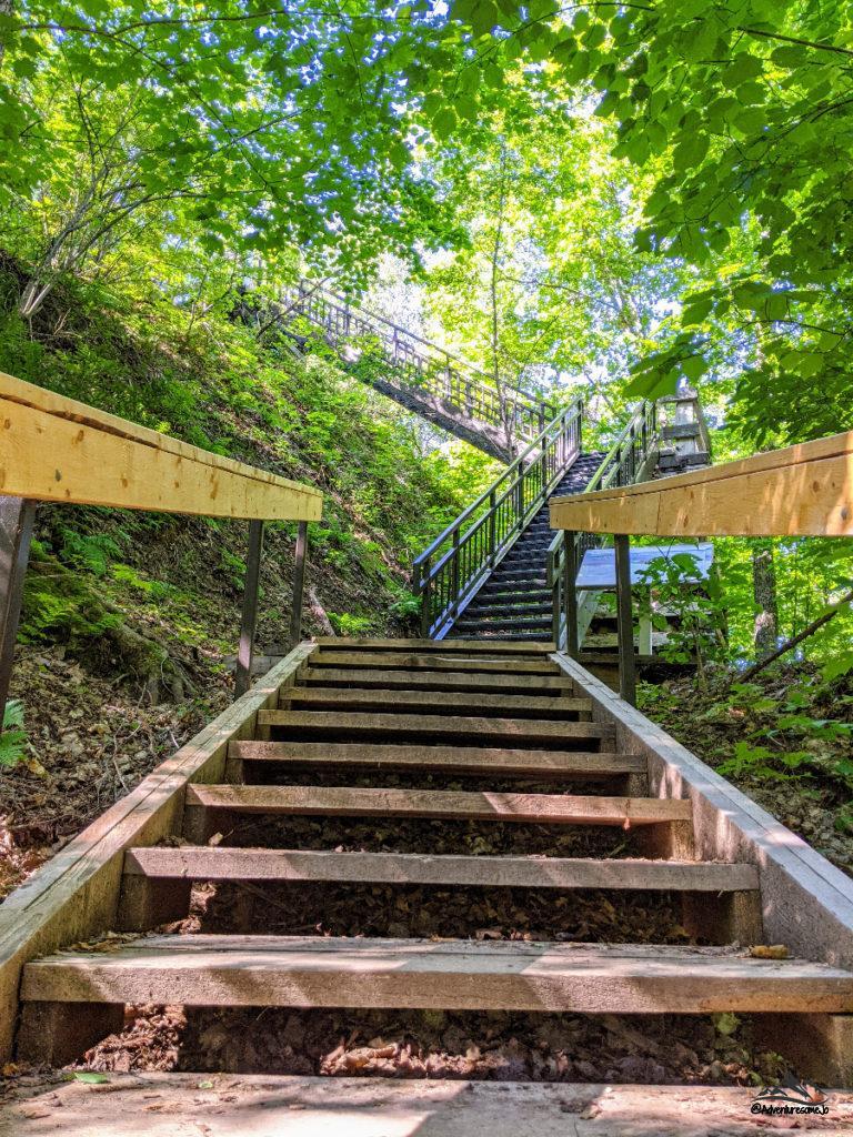 stairs to the lookout in Pancake Bay Provincial Park