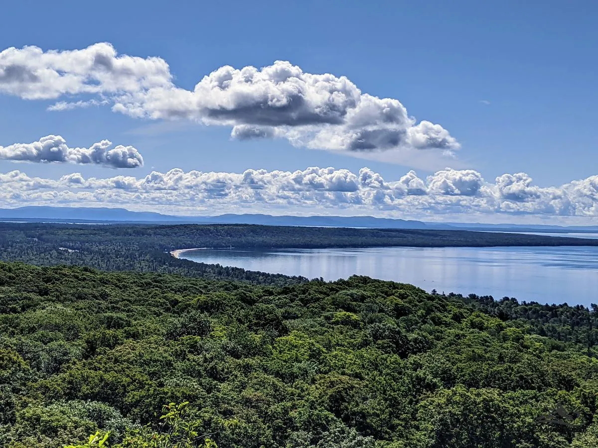 view of Pancake Bay and Lake Superior from the lookout