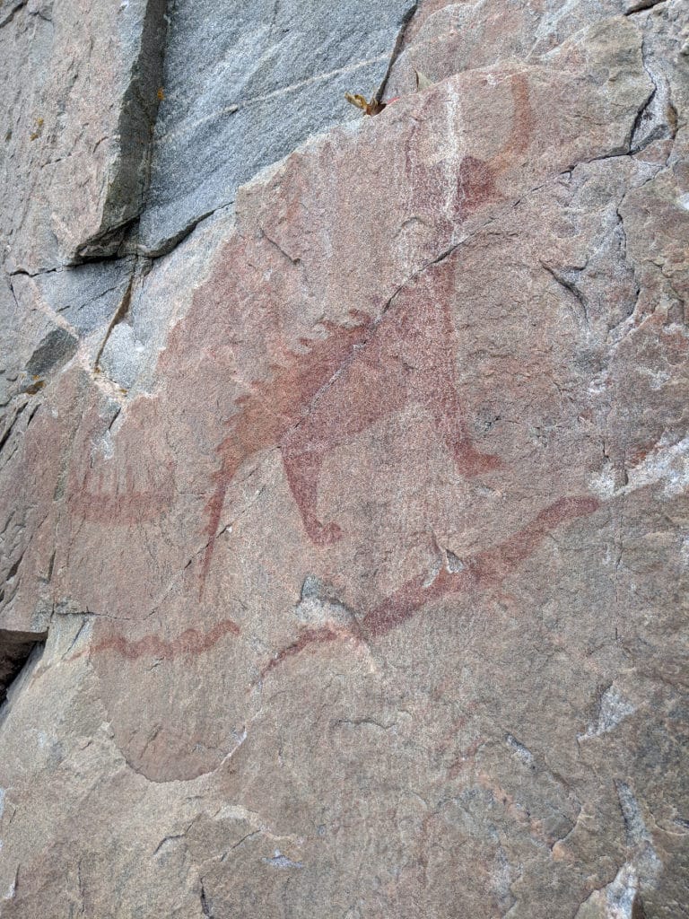 pictographs on the agawa rock in lake superior