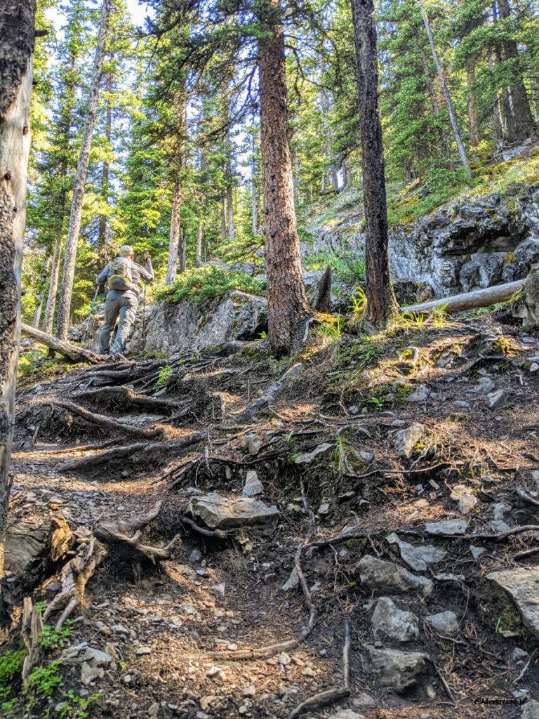Climbing on Mount Rundle towards main summit