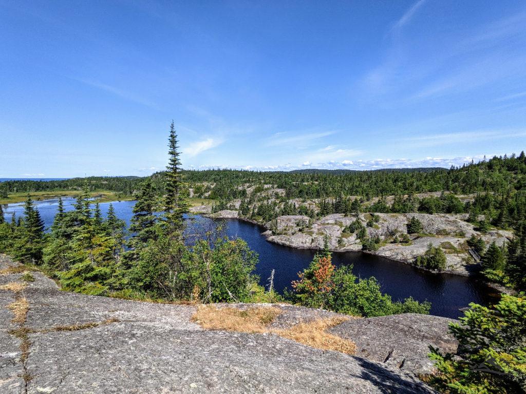 View of Halfway Lake on Bimose Kinoomagewnan Trail in Pukaskwa National Park
