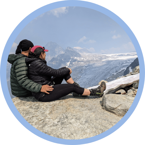 looking out to a glacier on a hiking trail