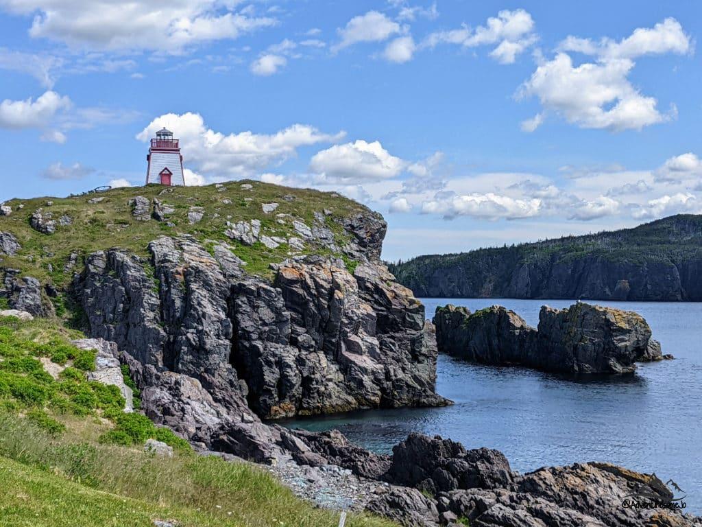 Forte Point Lighthouse stands on the hill near Trinity, Newfoundland