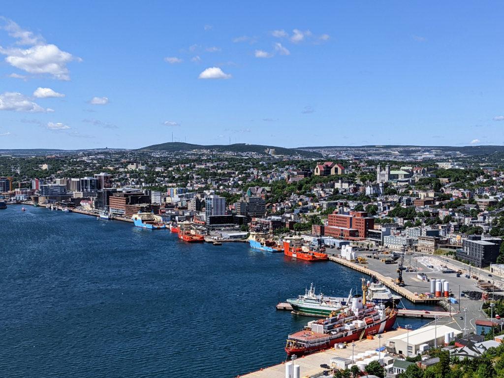 City of St. John's Newfoundland with the busy harbour