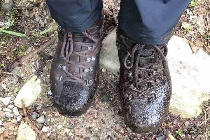 muddy backpacking boots
