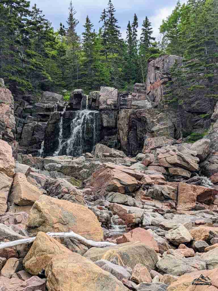 Water cascading down the rocks on the Jack Pine Trail in Cape Breton Highlands National Park