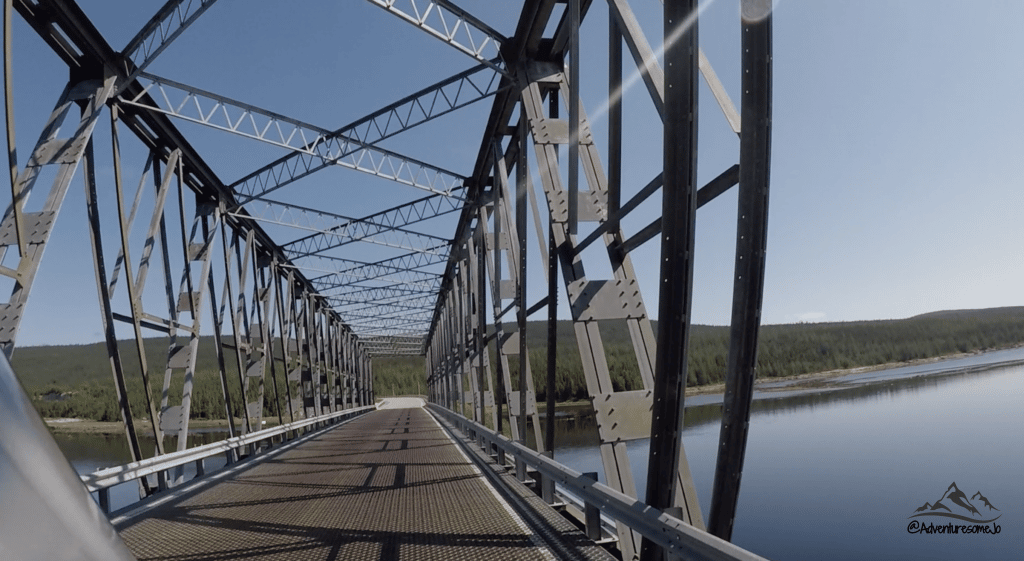 driving on a metal bridge on the Trans-Labrador Highway
