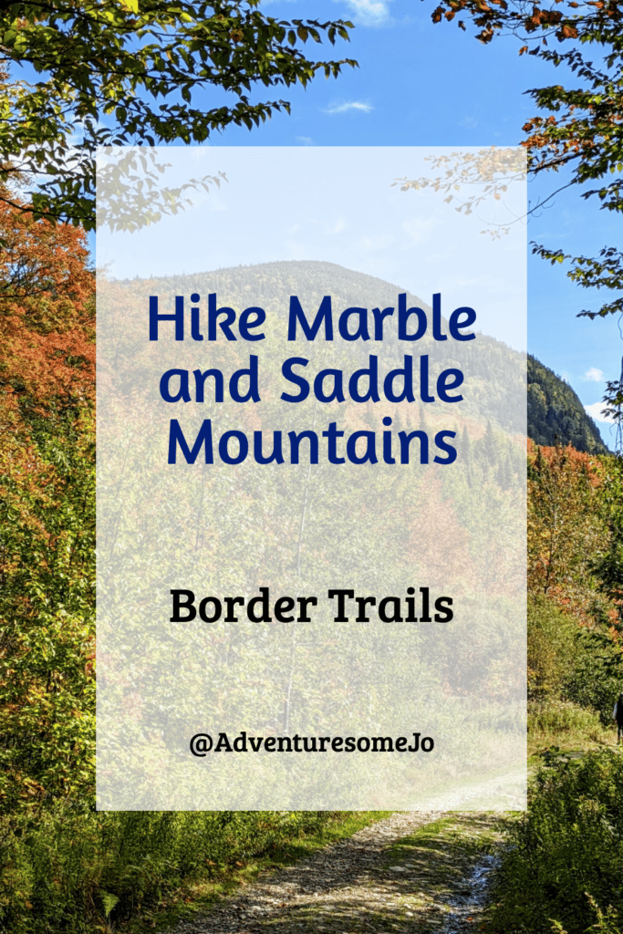 trails in the forest with the colours of fall heading towards Marble Mountain