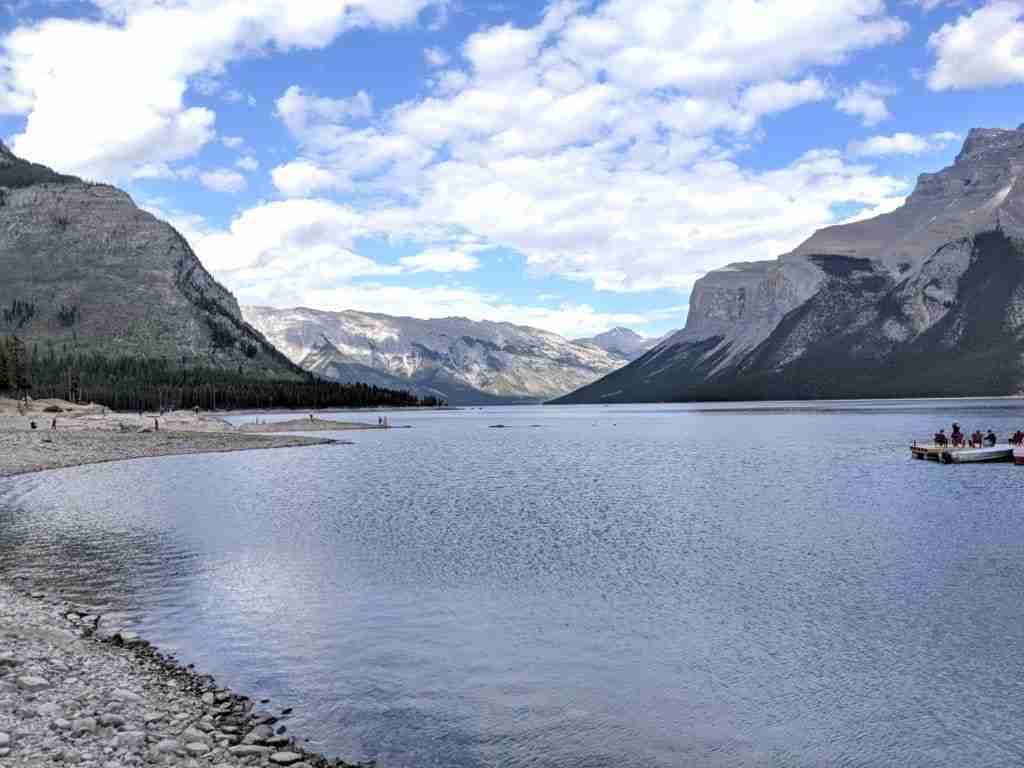 Minnewanka Lake and the mountains in the background in Banff