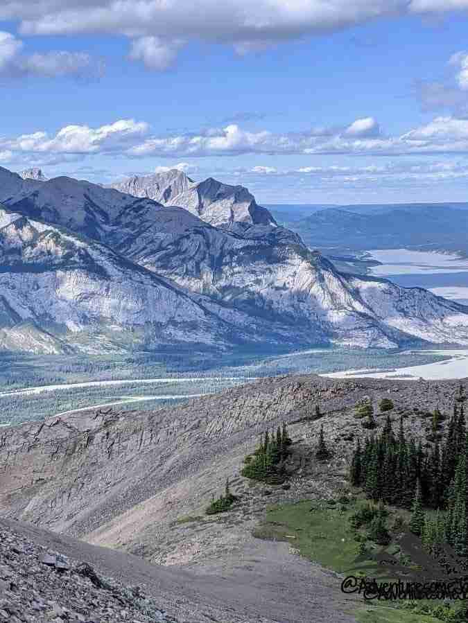 Athabasca River and valley in the distance as seen from Roche Miette