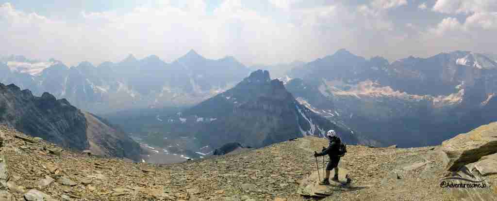 a view of the surrounding mountains from the summit of Mount Temple