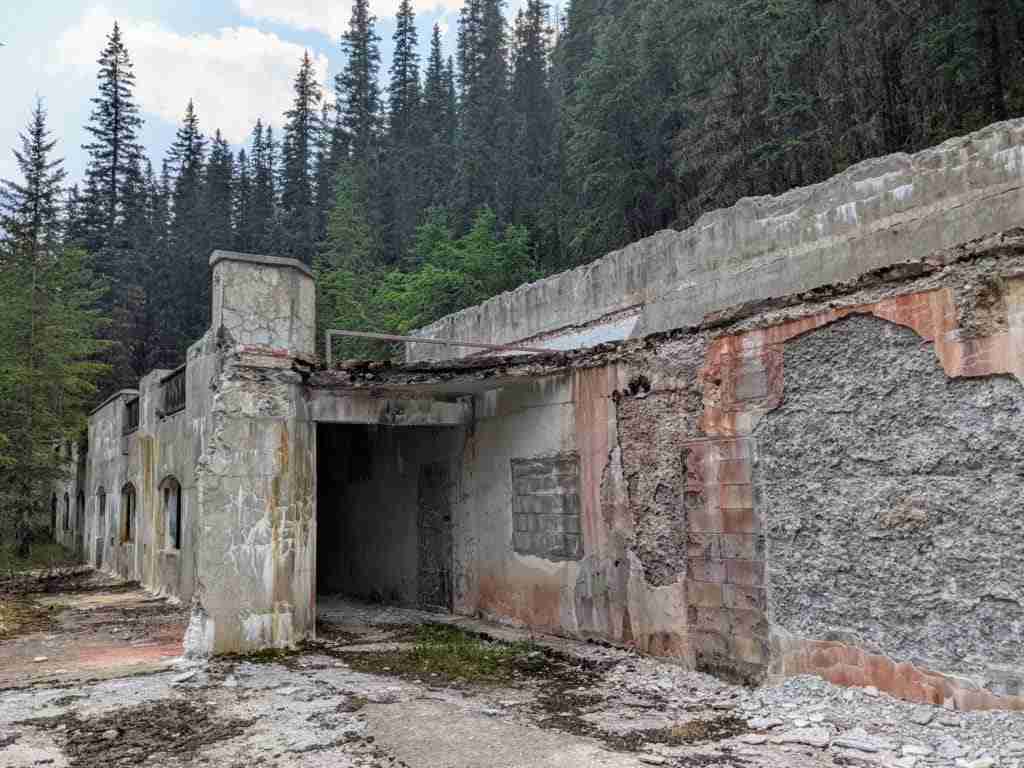 ruins of the old Miette Hot Springs facilities near Jasper in the Canadian Rockies