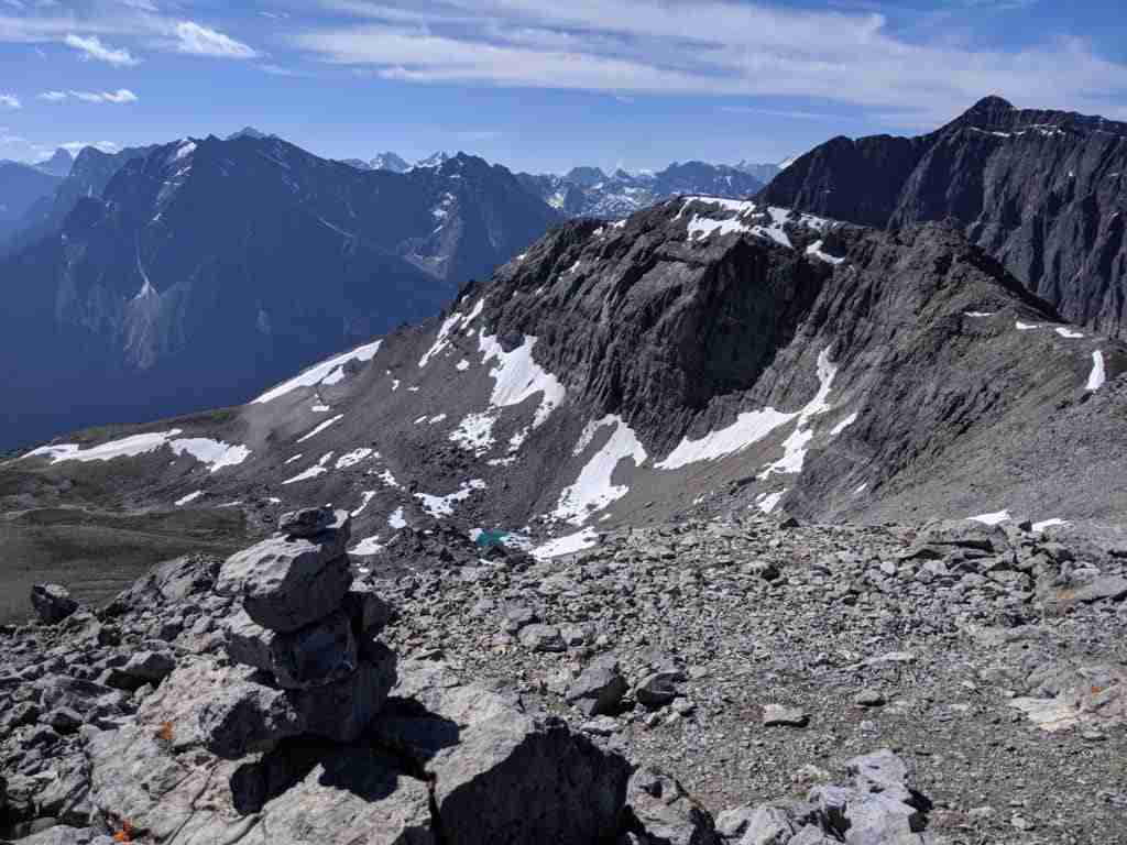view from the summit on Edith Cavell scramble in the Rockies