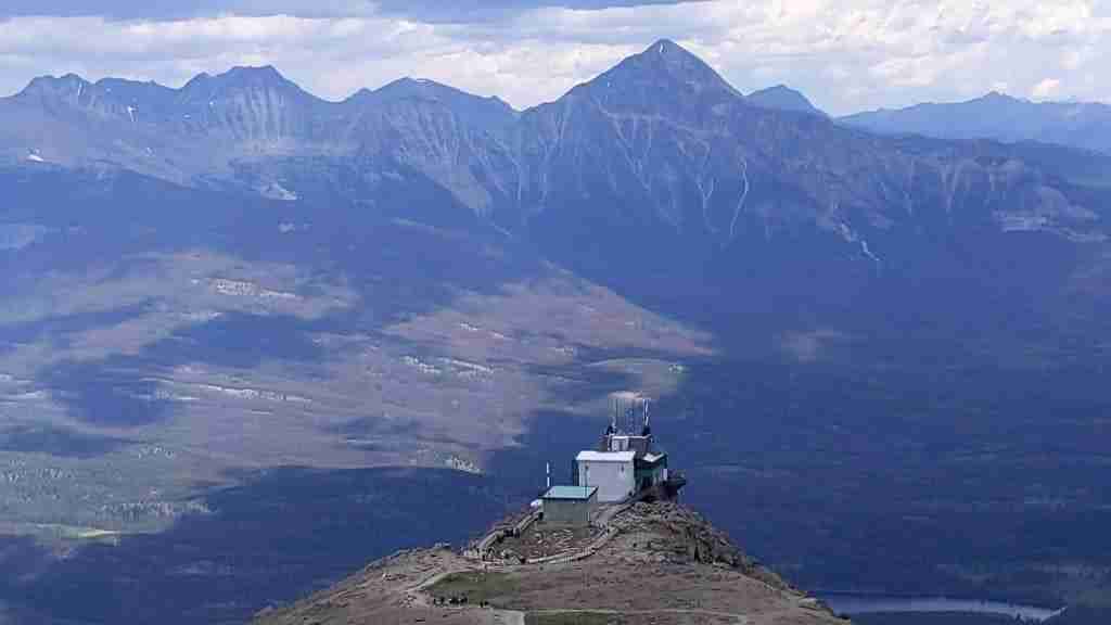 View of the Jasper Skytram terminal from the trail on the Whistlers