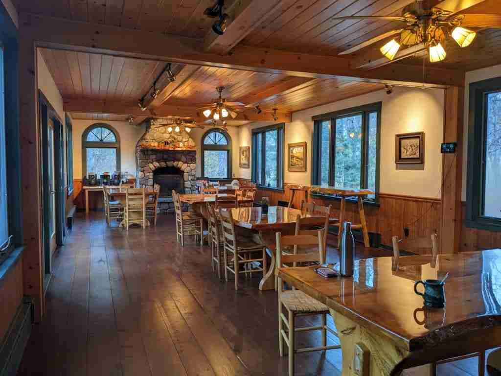 open dining room at Trail's End Inn in Keen Valley