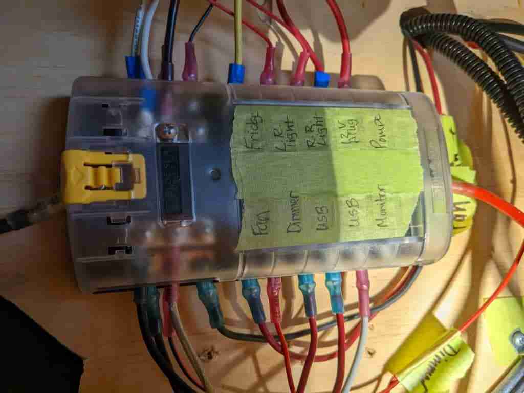 Bluefire fuse box wiring in a van build electrical system