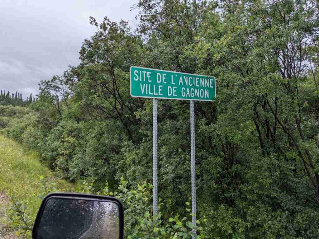 Old townsite of Gagnon highway sign