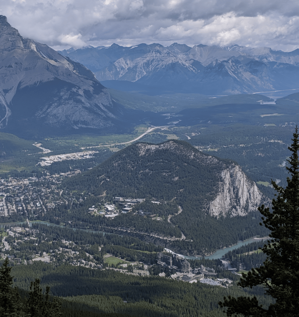 View of Tunnel Mountain seen from the Norquay Mountain in Banff National Park