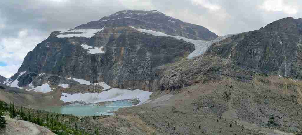 Mount Edith Cavell with its glacier and powder blue lake at its base
