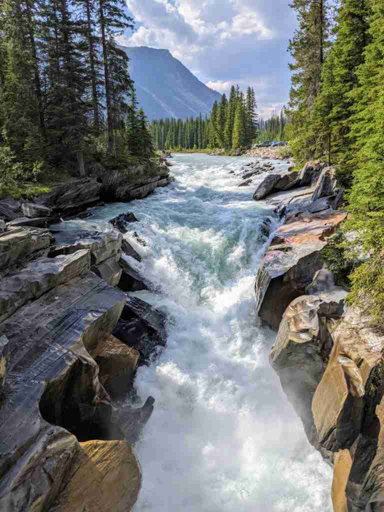 Looking at Numa Falls from the bridge over Vermillion River in Kootenay National Park