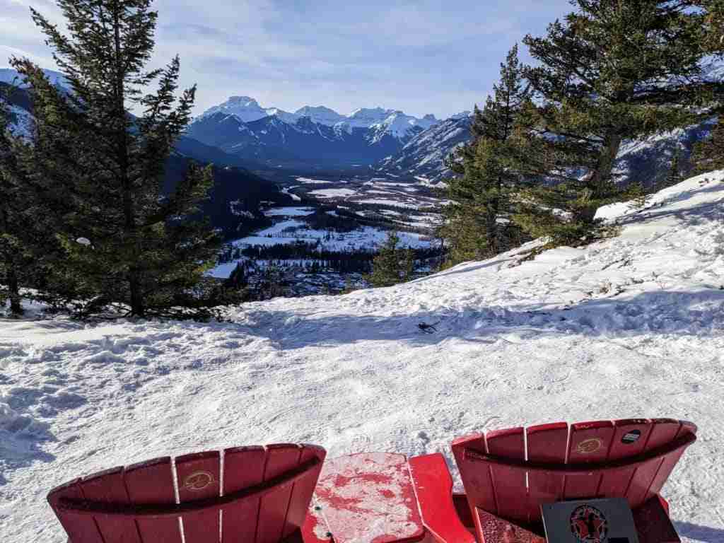 The red chairs on Tunnel Mountain in winter in Banff