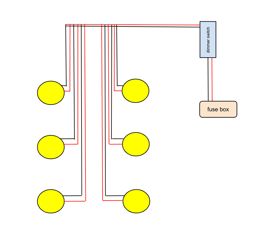 diagram of pot lights connected in parallel