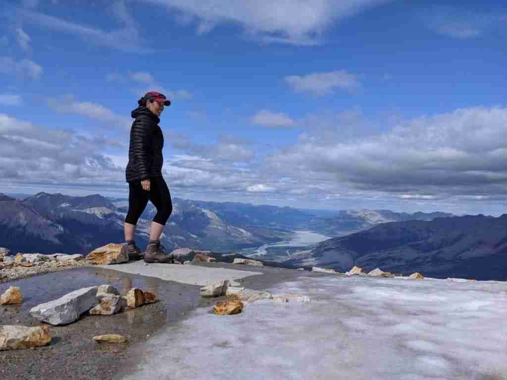 walking around the summit of Pyramid Mountain in Jasper Alberta