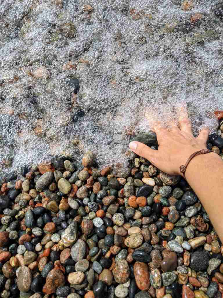 colourful pebbles of the beach on Lake Superior's coast
