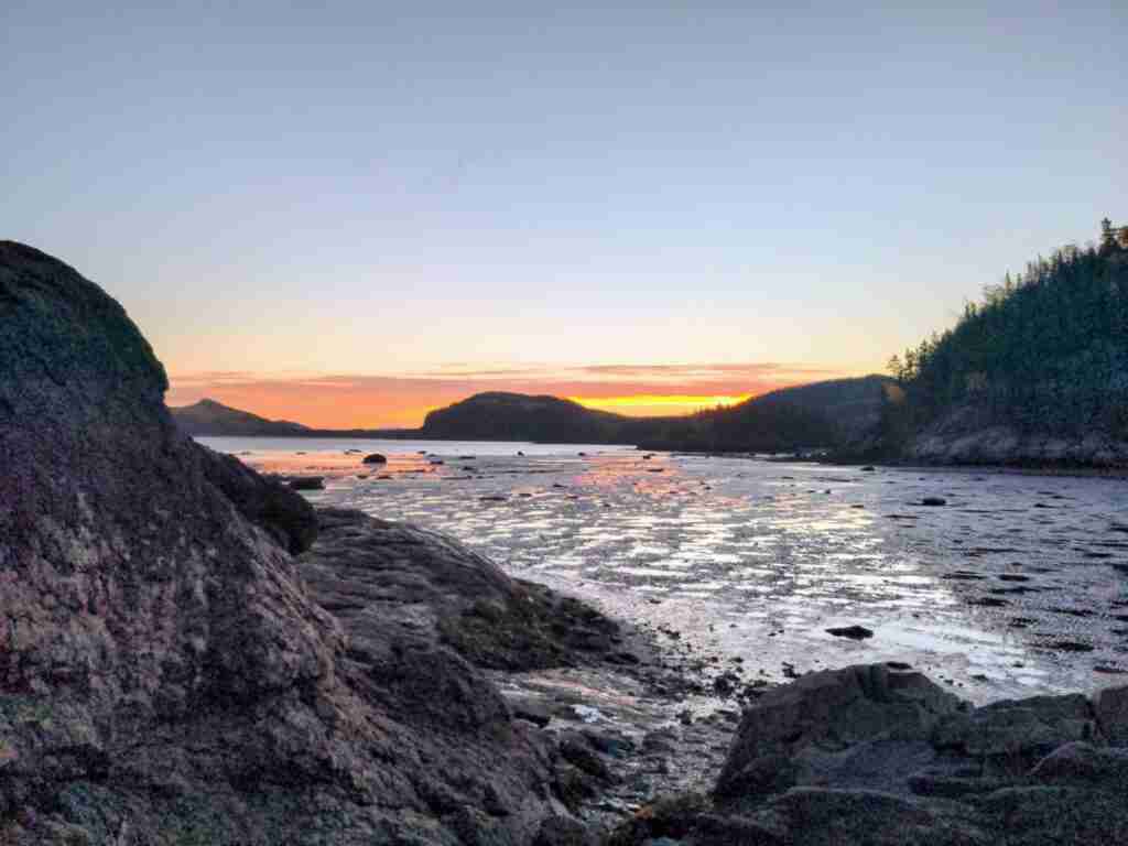 low tide at sunrise in parc natonal du Bic