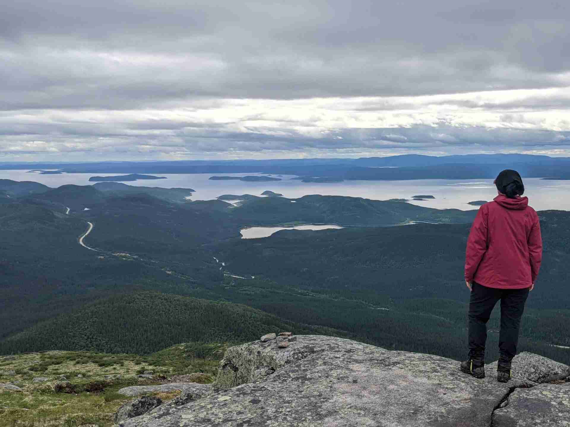 view or the Manicouagan Reservoir and l'Oeil du Québec from the summit of mont Harfang