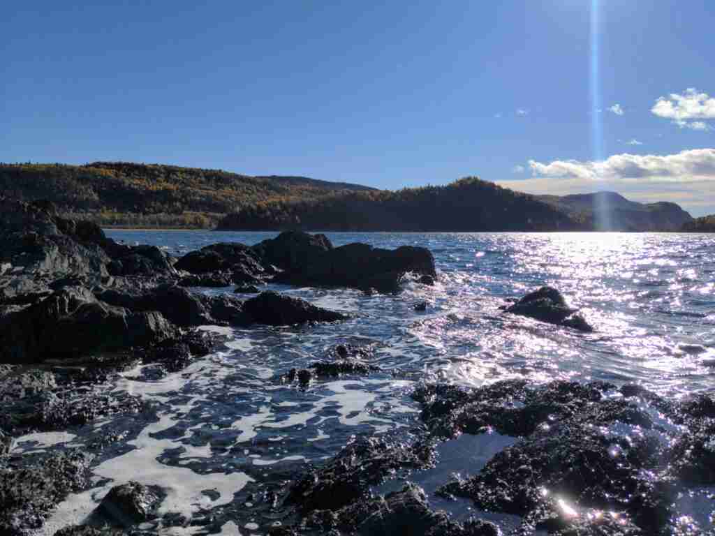 Rocky shore of la pointe aux Épinettes in parc national du Bic