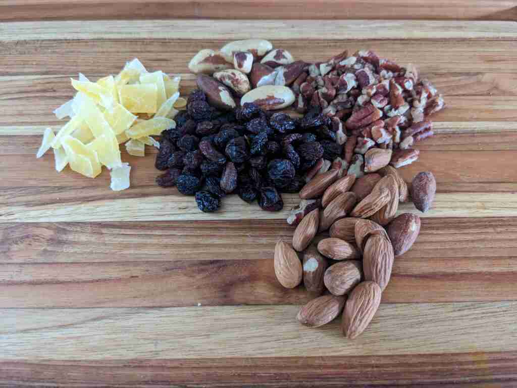 trail mix with dried fruits as a hiking snack idea