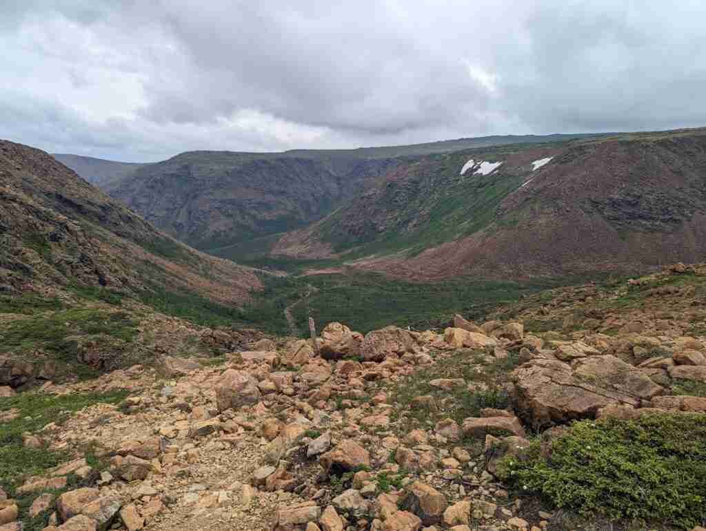 The view of the plateau and basin from the summit on the Mont Albert Hike