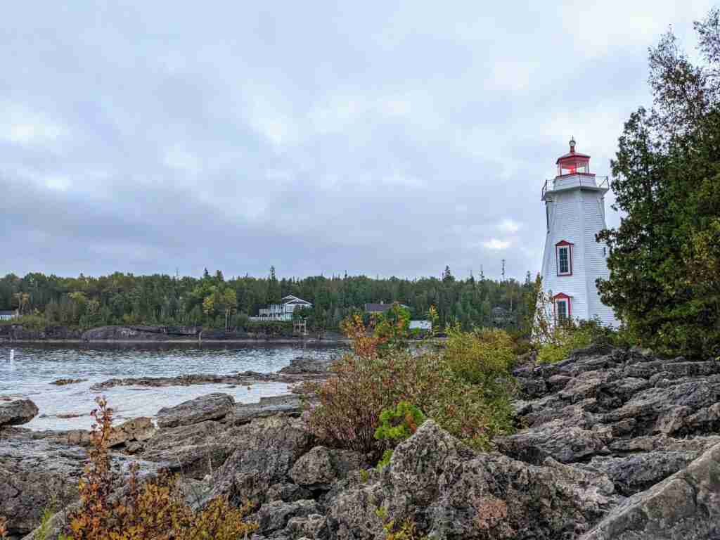 Big Tub Lighthouse on the shore of Georgian Bay in Tobermory, Ontario