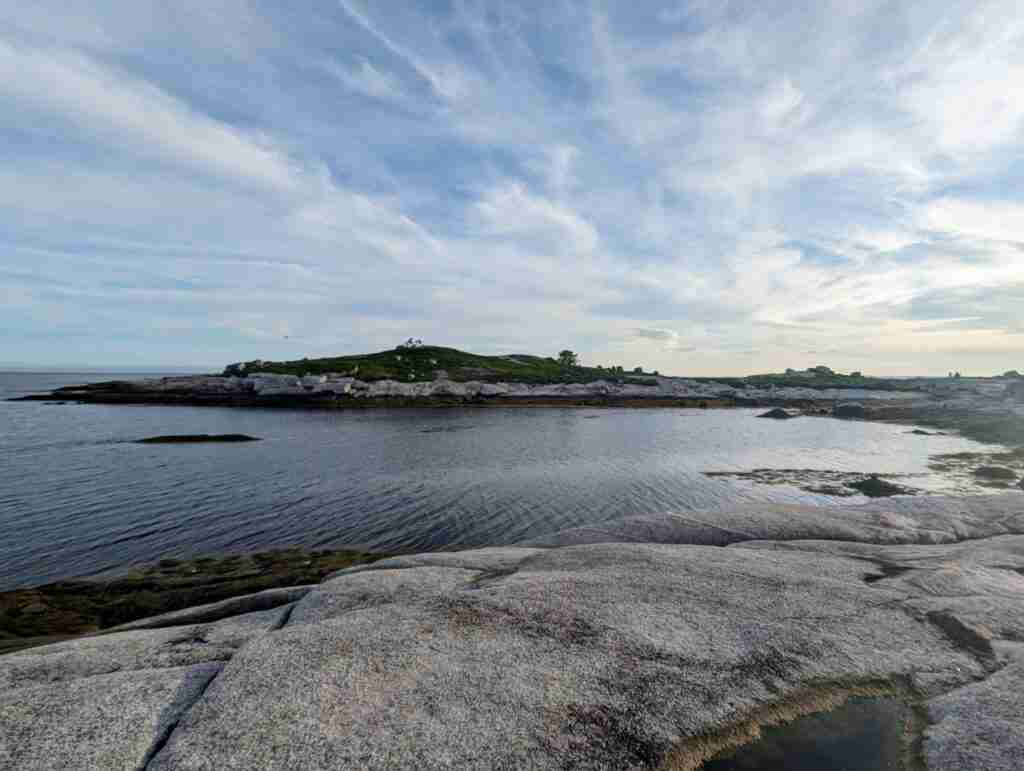 Rocky shore and water in St. Margarets Bay in Nova Scotia
