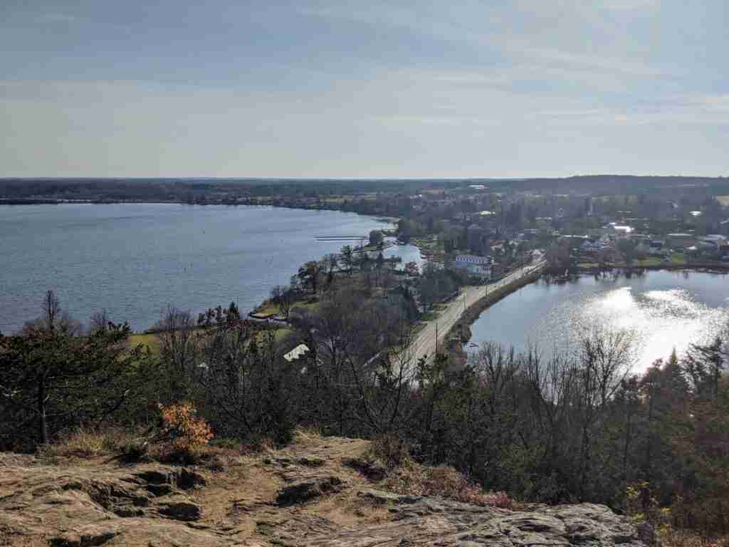 Looking at the town of Wesport from the Foley Mountain Lookout, a small town southwest of Ottawa