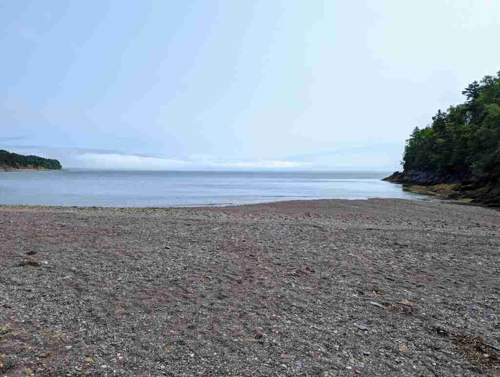 Herring Cove's pebble beach on the shore of Bay of Fundy
