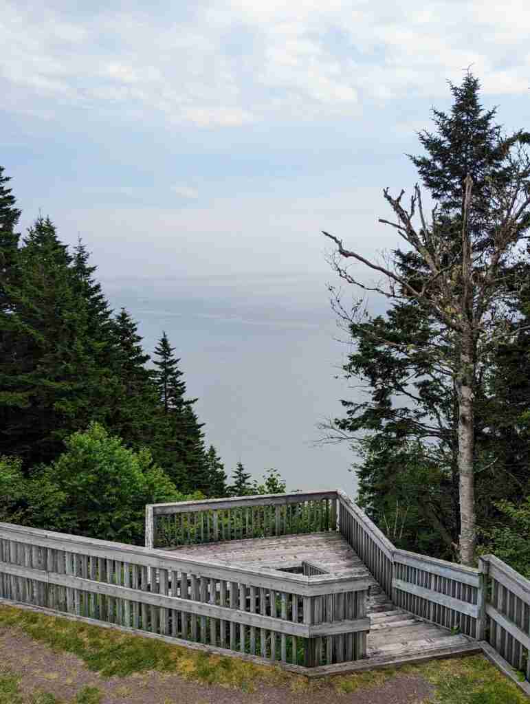 wooden observation deck over the Bay of Fundy