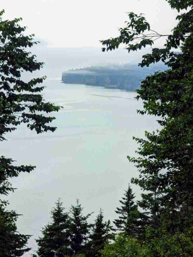 lookout over the sea and faraway cliffs