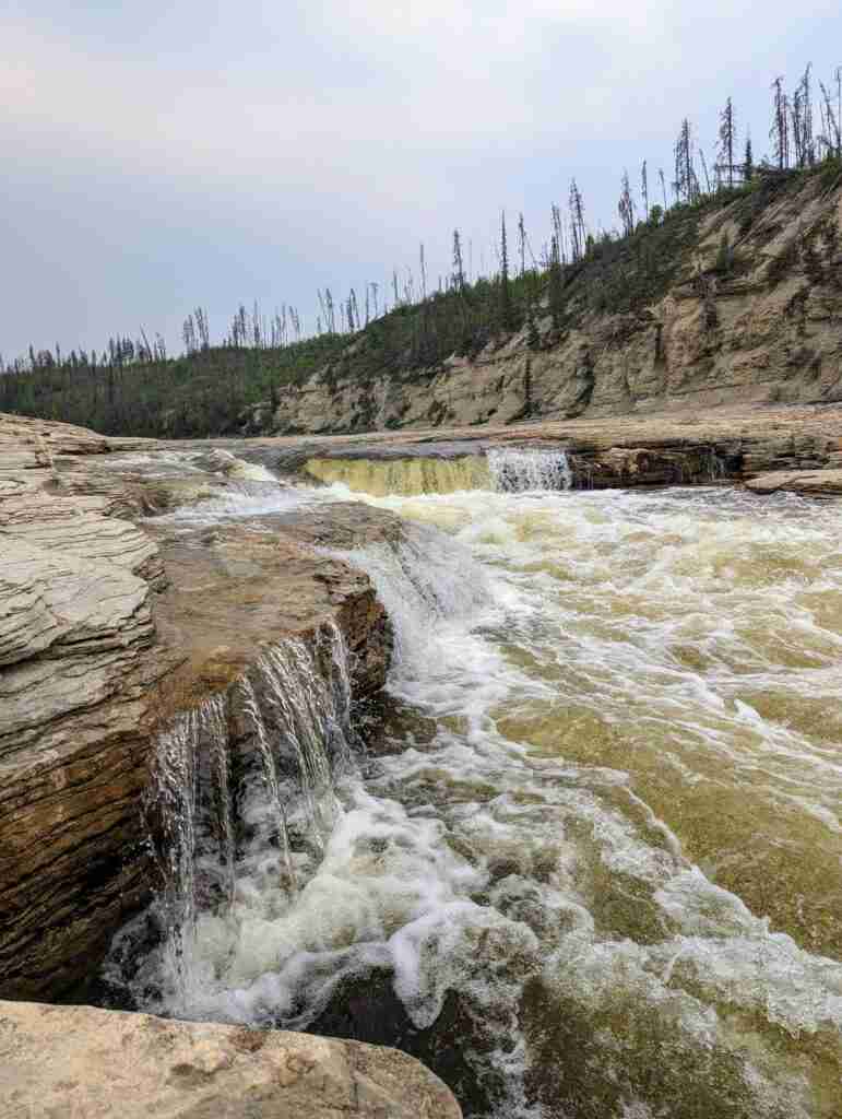 Water cascading down a rocky riverbed
