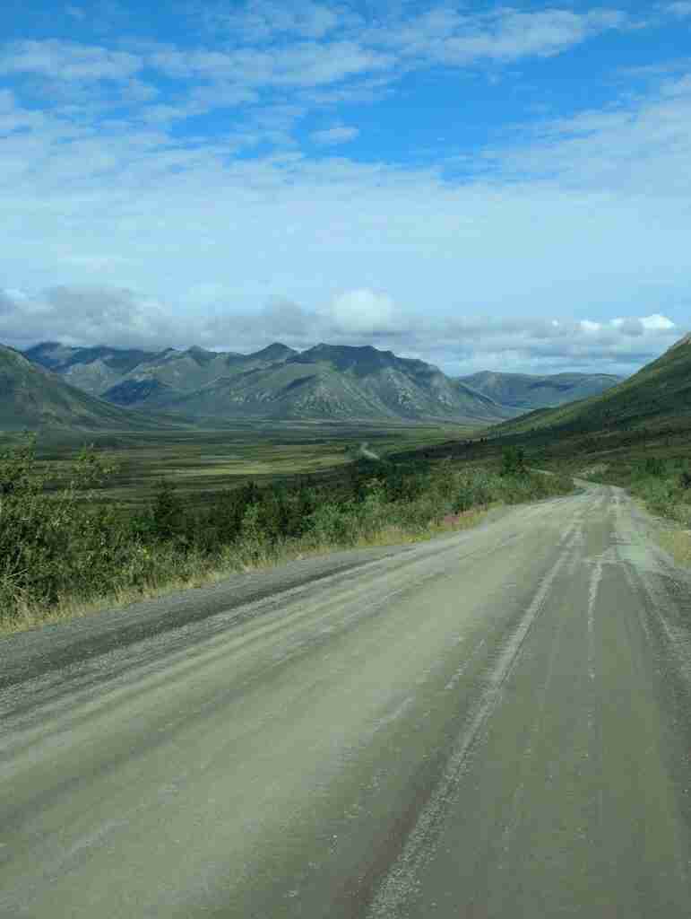 The gravel road of the Dempster Highway in Tombstone Territorial Park