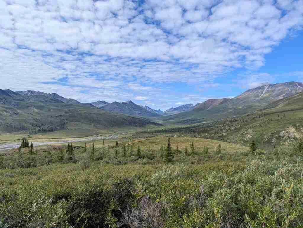 Belvédère sur la vallée et la chaîne Tombstone dans le parc territorial Tombstone