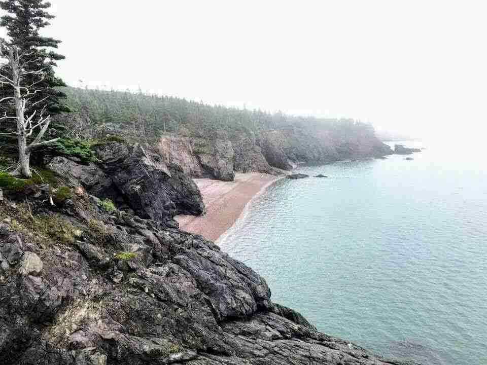 The rocky shore cliffs of the Bay of Fundy in Nova Scotia
