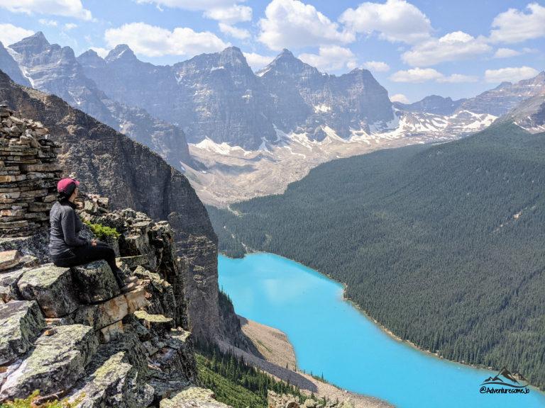 View of the Ten Peaks and Moraine Lake from the summit of the Tower of Babel