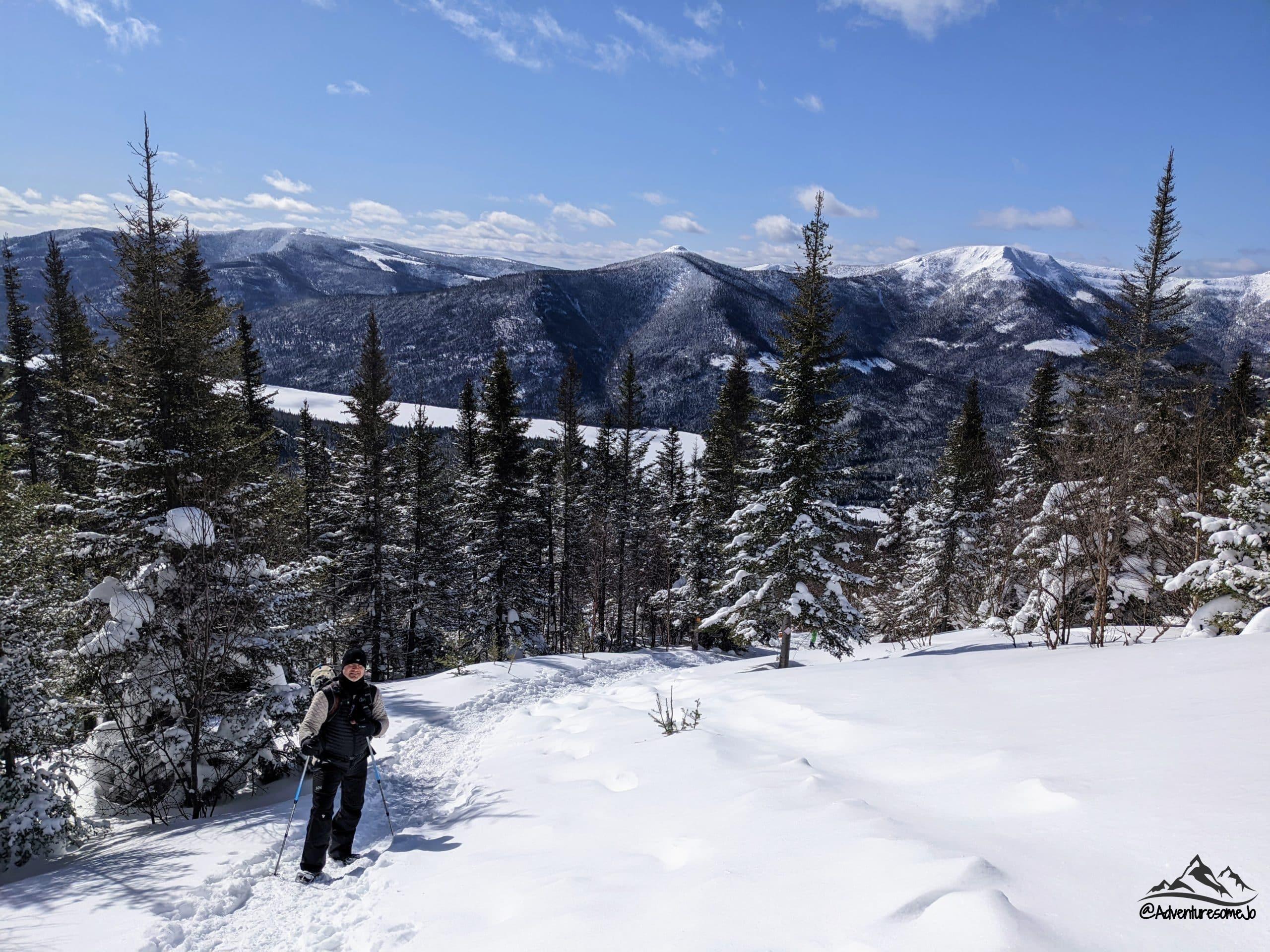 Winter hiking on Mont des Vallières de Saint-Réal in Gaspésie