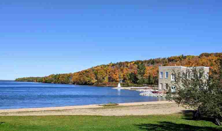 Old Mill Heritage Museum and the Kagawong Marina Lighthouse on Manitoulin Island