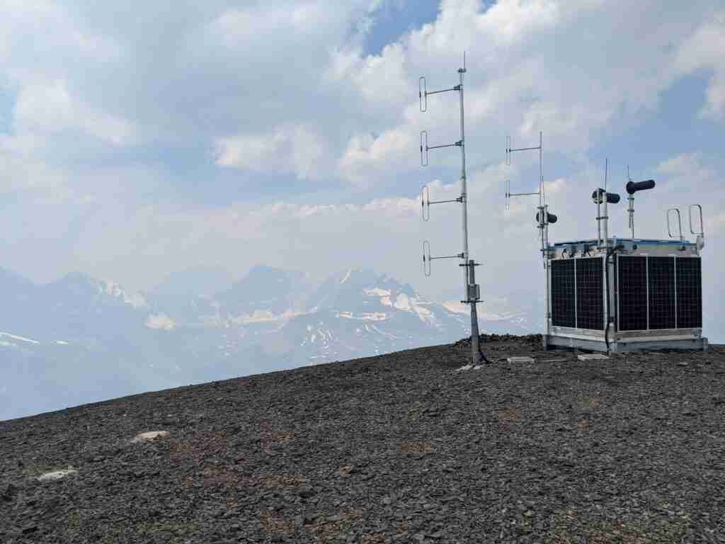 Communications tower on the summit of Tangle Ridge in the Canadian Rockies